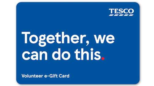 Shop safe with a Tesco Volunteer e-Gift Card